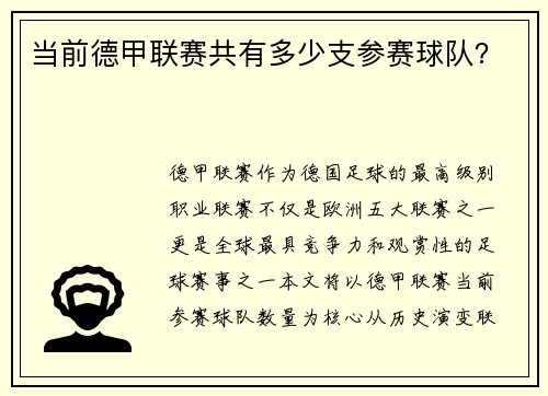 当前德甲联赛共有多少支参赛球队？